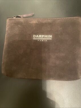 Darphin Paris Brown Suede Zip Pouch